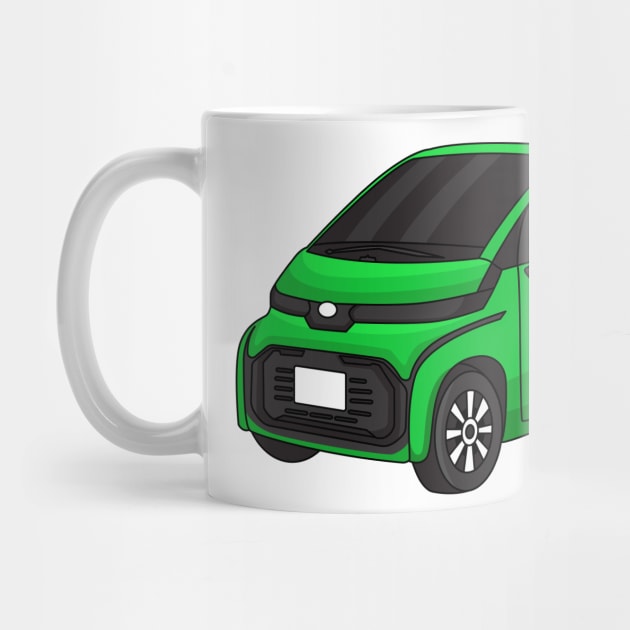 Cute green micro sized car by Cartoons of fun